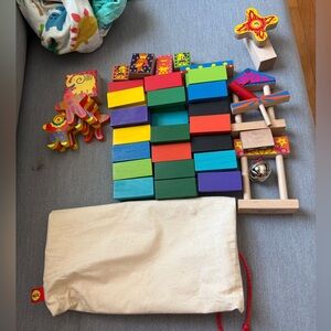 Set of colorful wooden “ALEX” brand retro wooden blocks